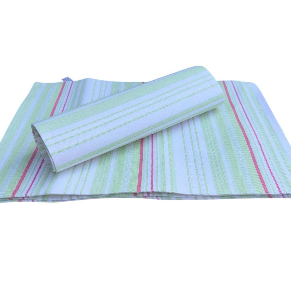 Easter Table Place Mat Set Of 4 Striped Green and Pink
